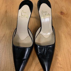 Vintage Christian Louboutin Black Leather Mules/Slides
